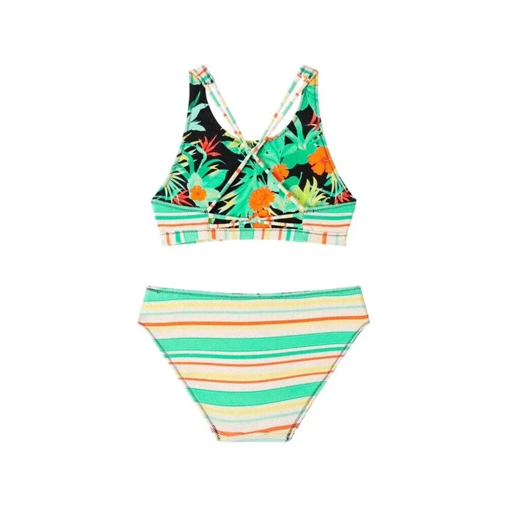 Seafolly KIds Crop Tank Bikini Set Girls 14 Tropical Nights Swimwear ERK765